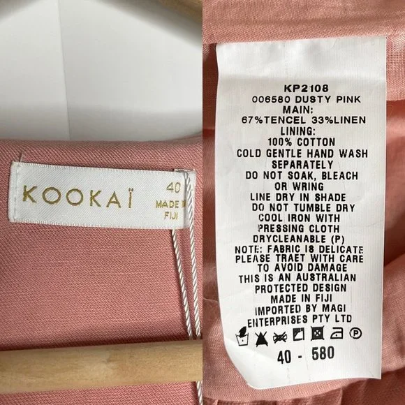 SOLD Kookai Dusty Pink Solace Jumpsuit Size 40 Tencel Linen Blend Collared - Picture 12 of 16